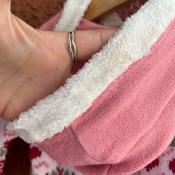 Girls Holiday Design Pink Hearts Zip Up Sweater- 12 months - Picture 3 of 6